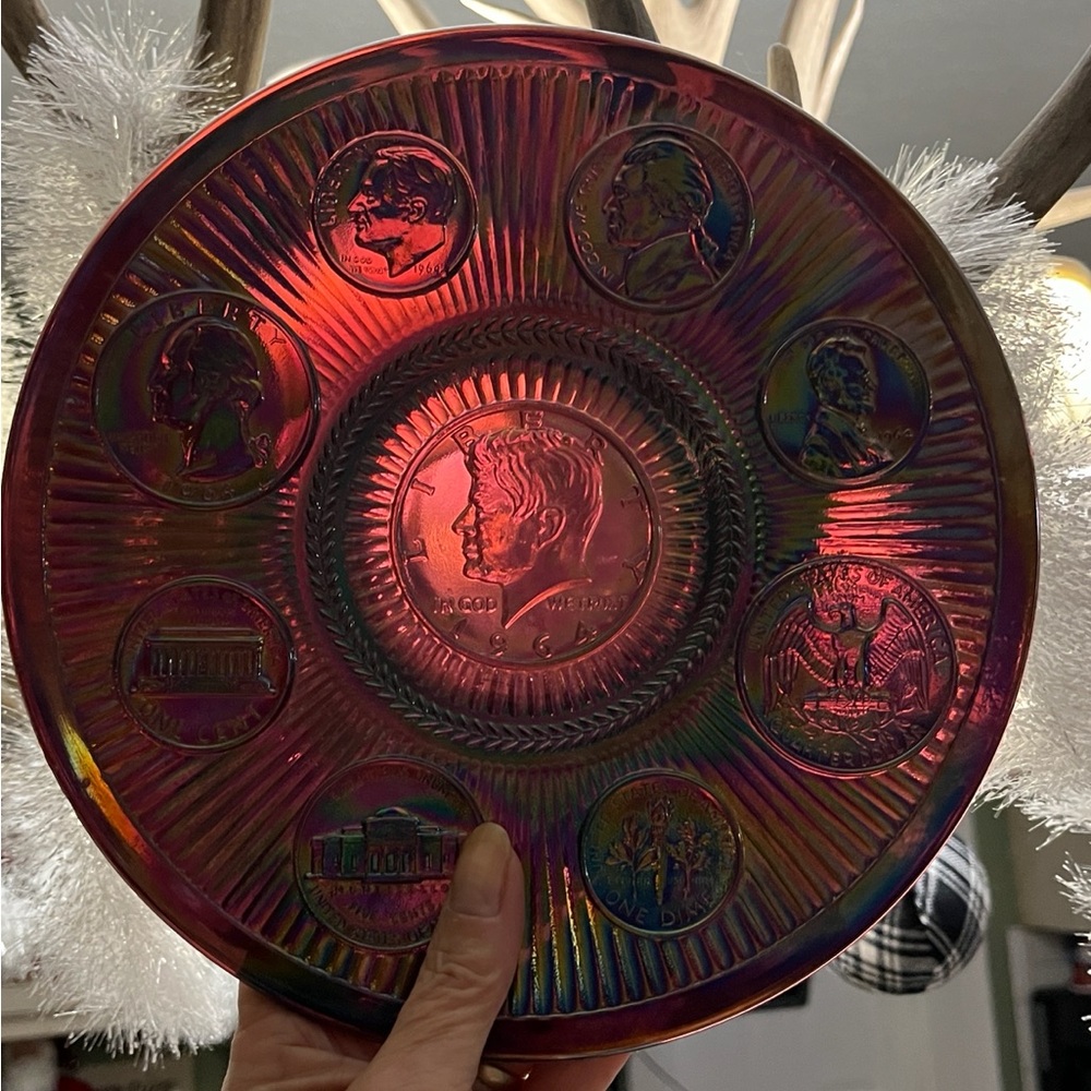 Carnival Glass Amethyst Kennedy Half Dollar Commemorative Plate